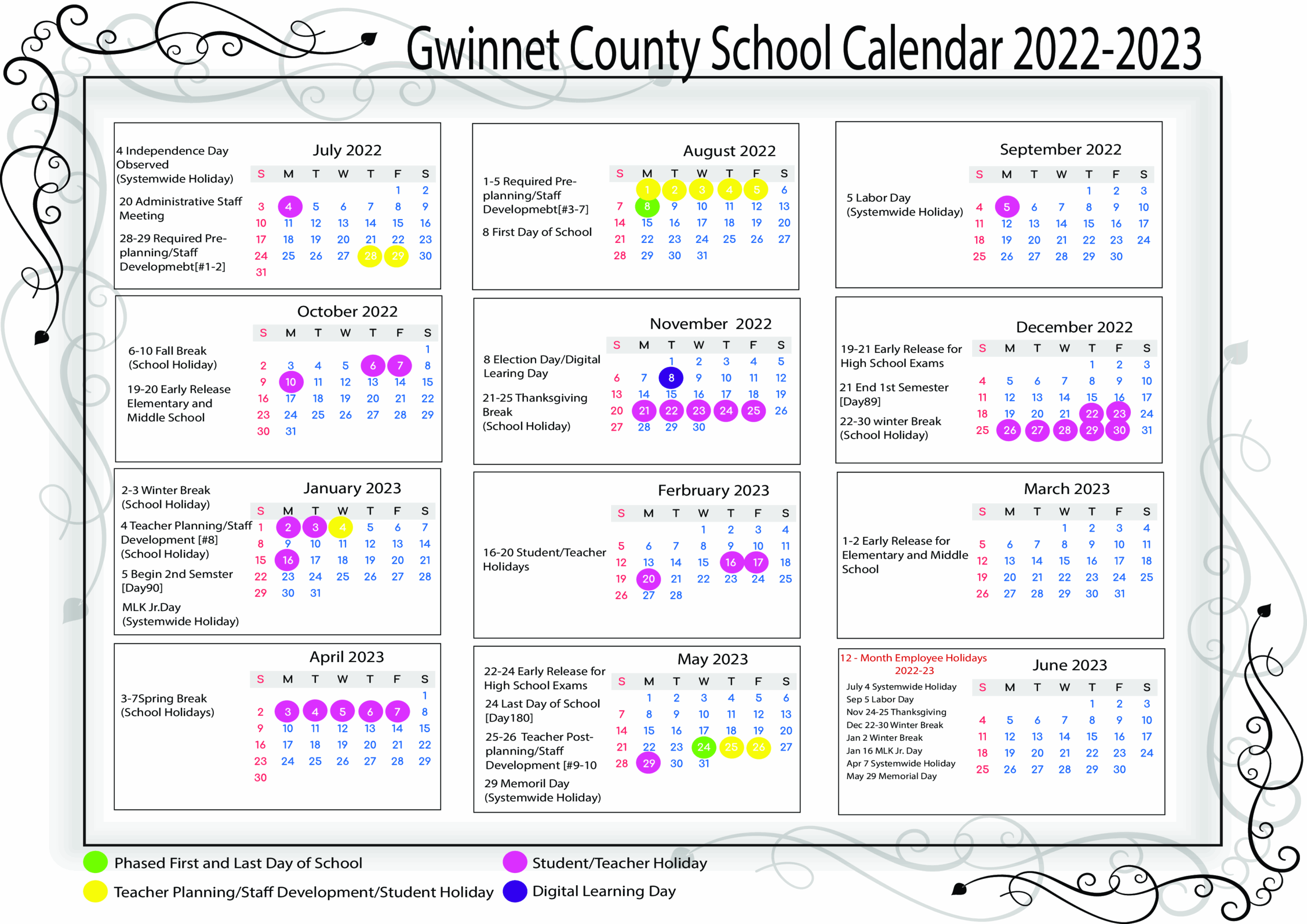 Gwinnett County Academic Calendar Gwinnett County Academic Calendar