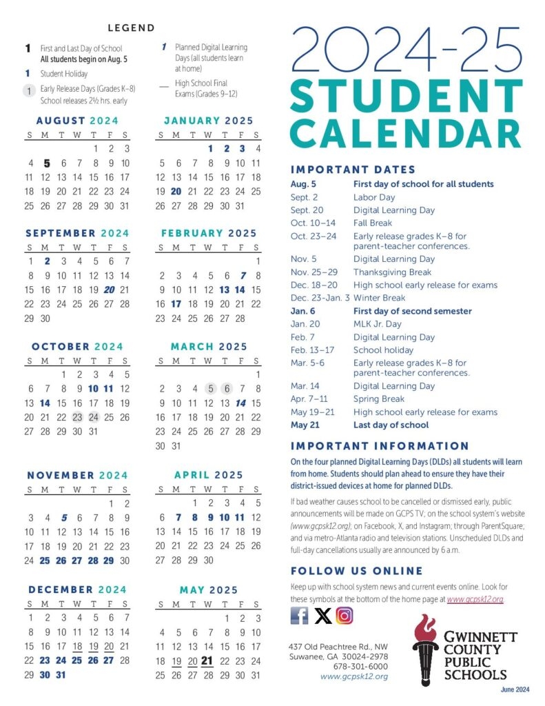 gwinnett county schools calendar