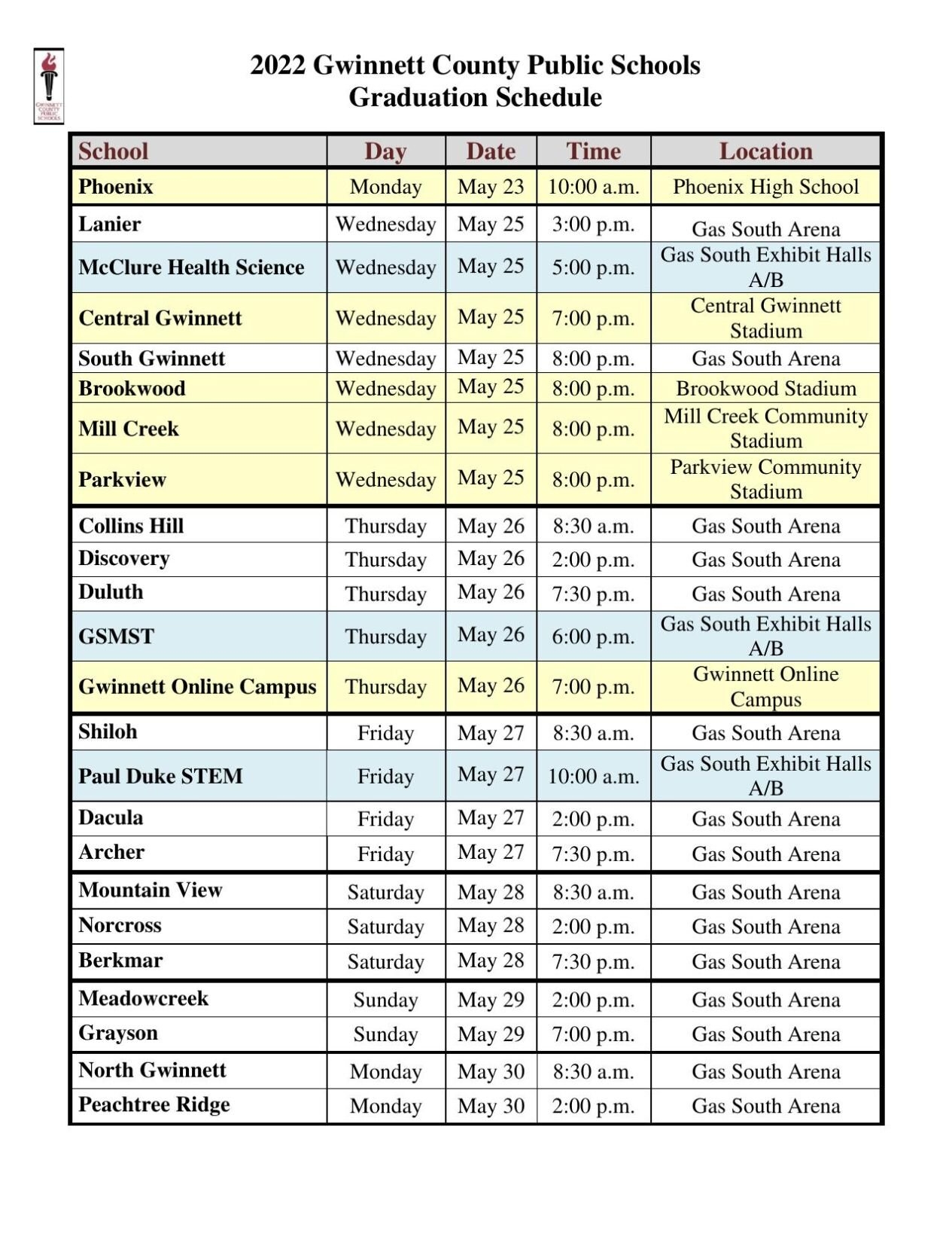 Gwinnett County Public Schools Releases 2022 Graduation Schedule News Gwinnettdailypost