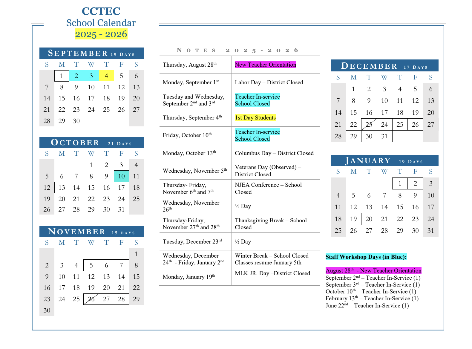 Home School Calendars Cumberland County Technical Education Center