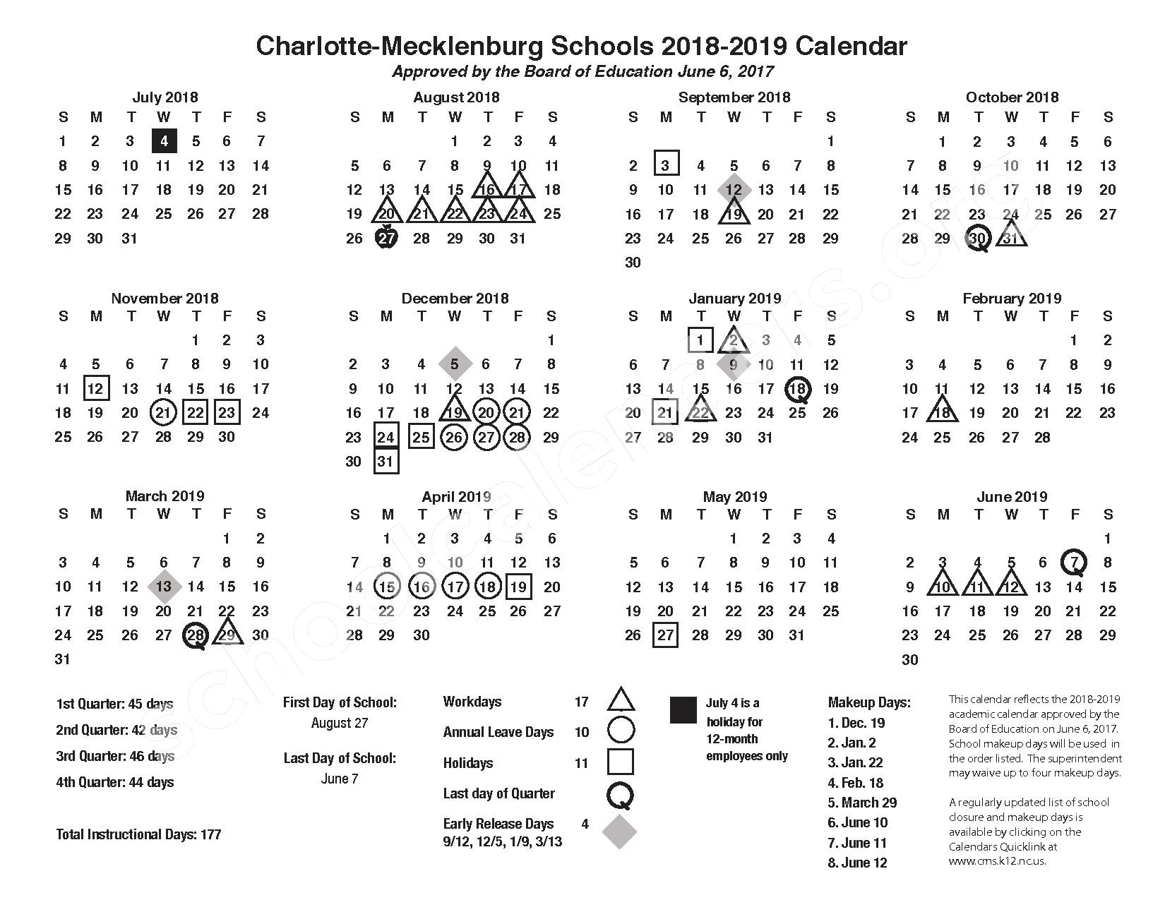 Idlewild Elementary School Calendars Charlotte NC