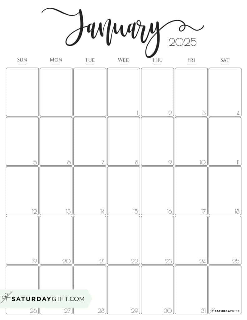 January 2025 Calendar 20 Cute FREE Printables SaturdayGift January 2025 Calendar 20 Cute FREE Printables SaturdayGift