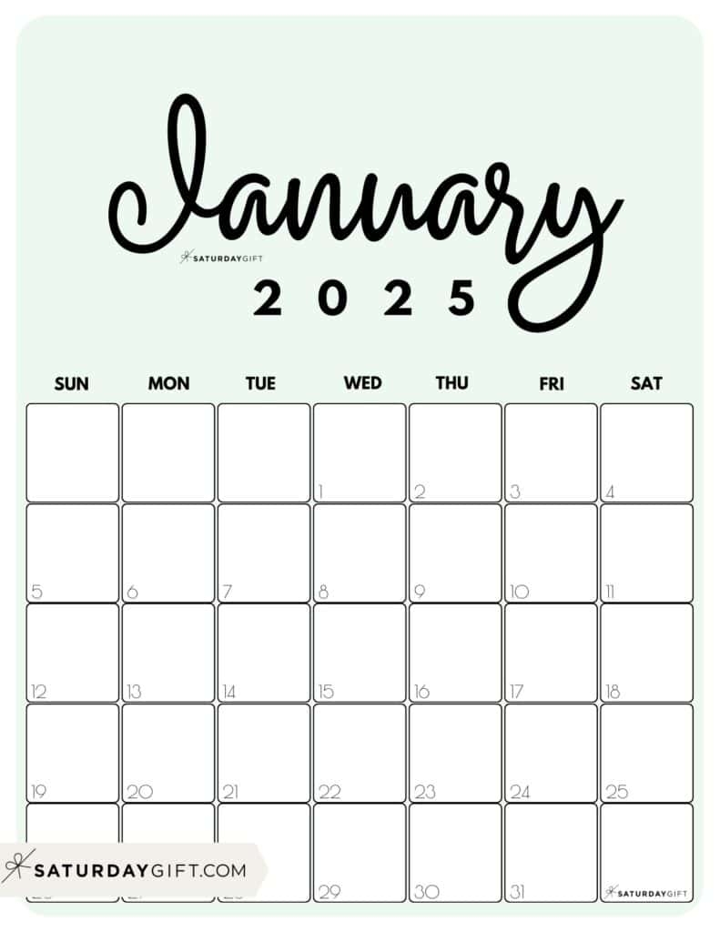 January 2025 Calendar Green Landscape