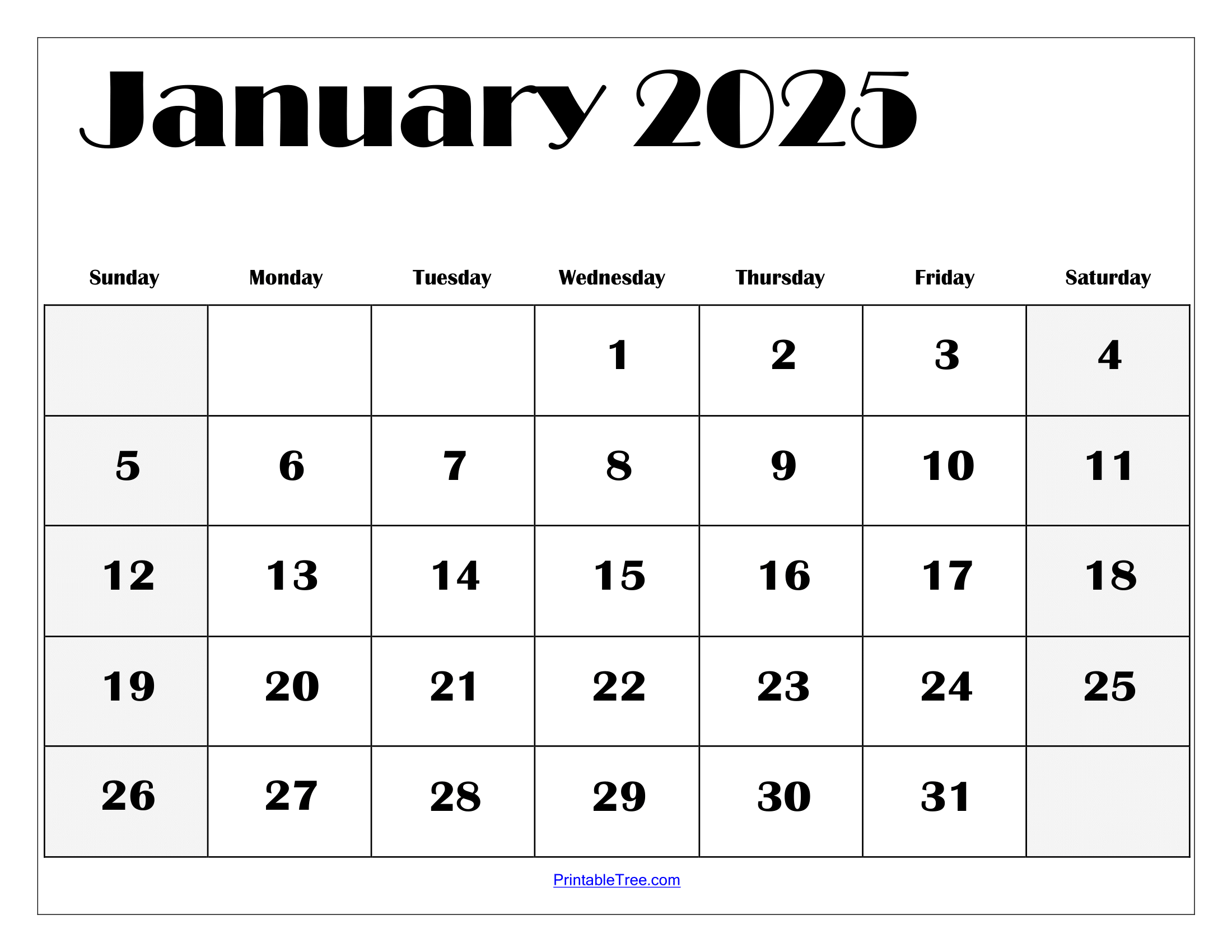 January 2025 Calendar Printable PDF Template With Holidays January 2025 Calendar Printable PDF Template With Holidays