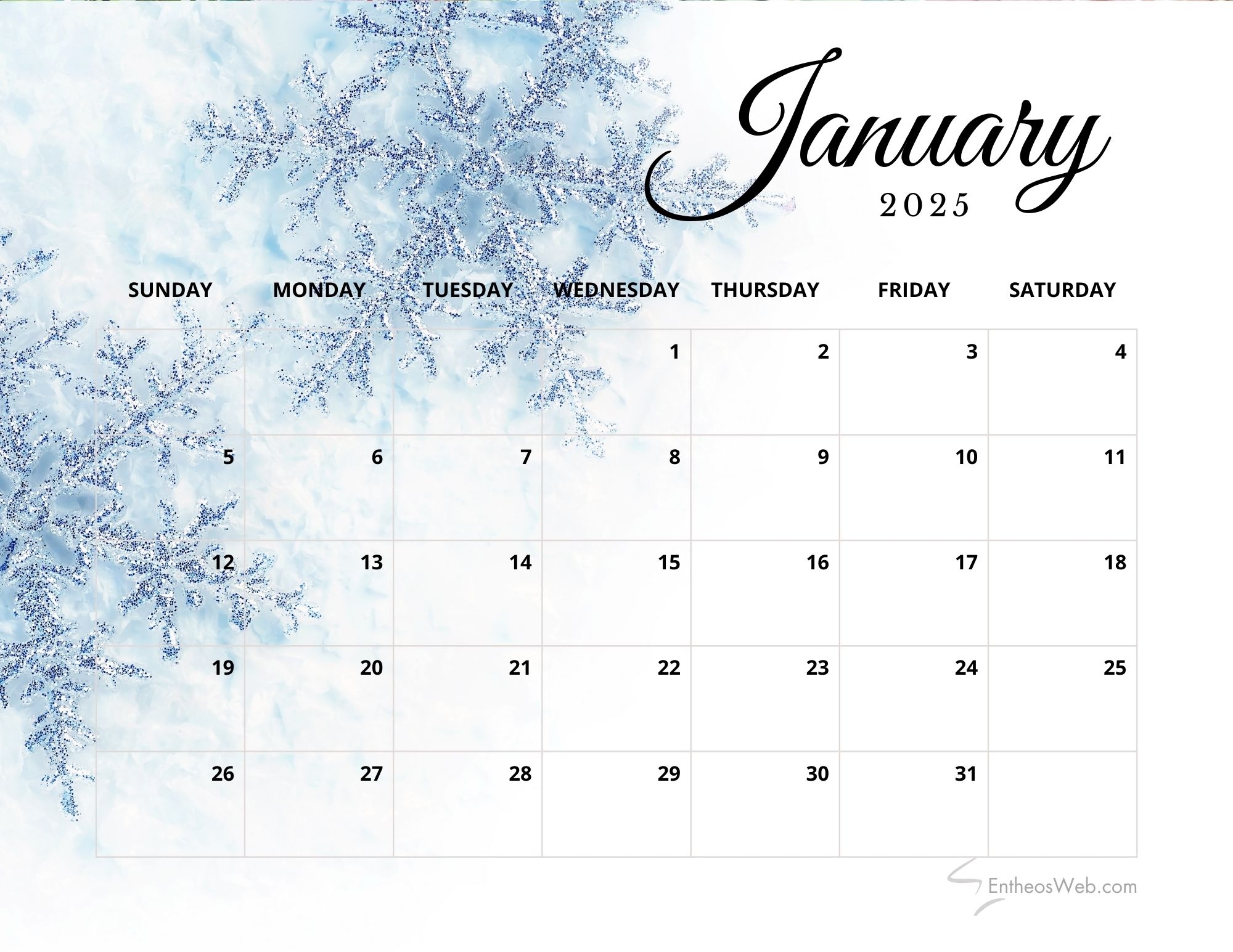 January 2025 Calendars EntheosWeb