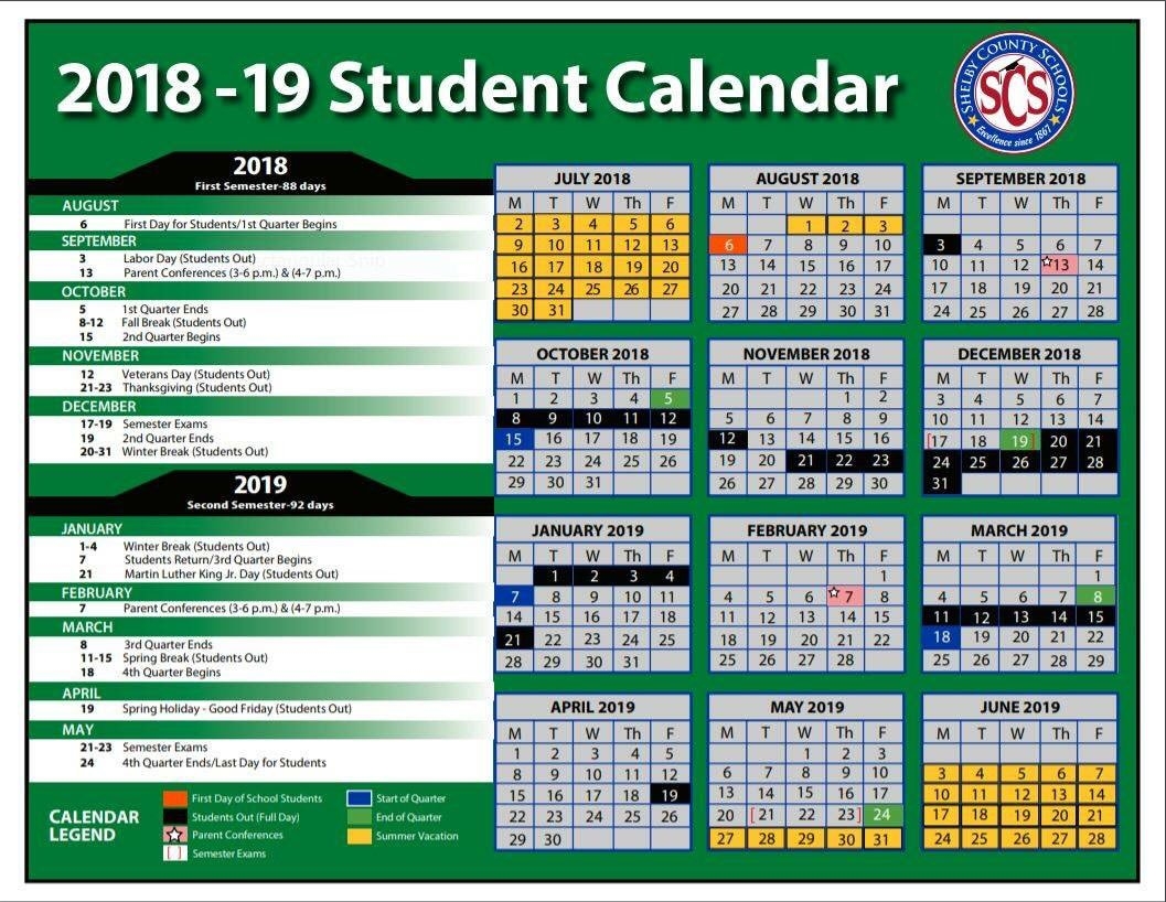 John P Freeman On X Hey Parents Here s SCS 2018 19 School Year Calendar Your Key Dates First Day Of School August 6 Fall Break October 8 12 Winter Break 