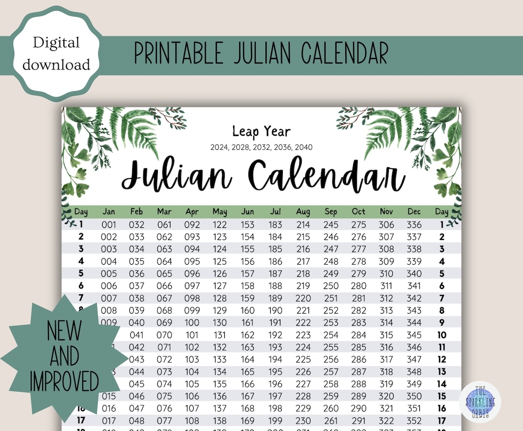 julian calendar printable pdf
