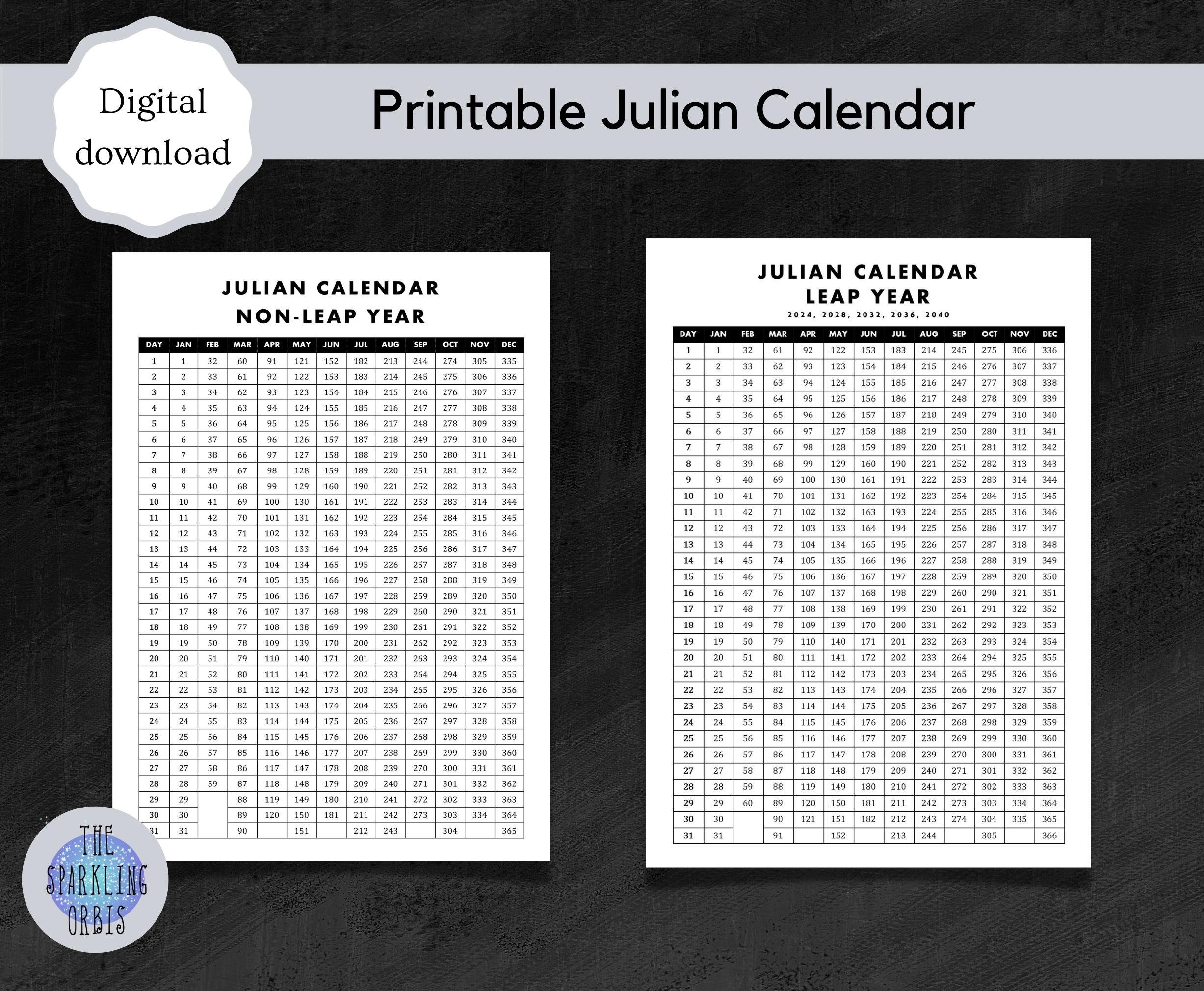 Julian Calendar Military Government Digital Download Printable PDF Leap Year And Non leap Year A4 Etsy Sweden