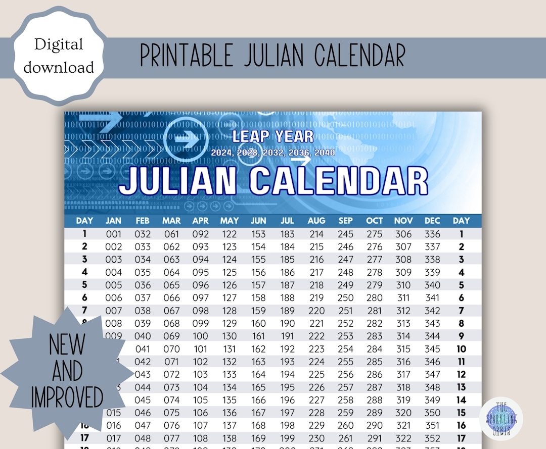 Julian Calendar 2025 Printable Blue Color