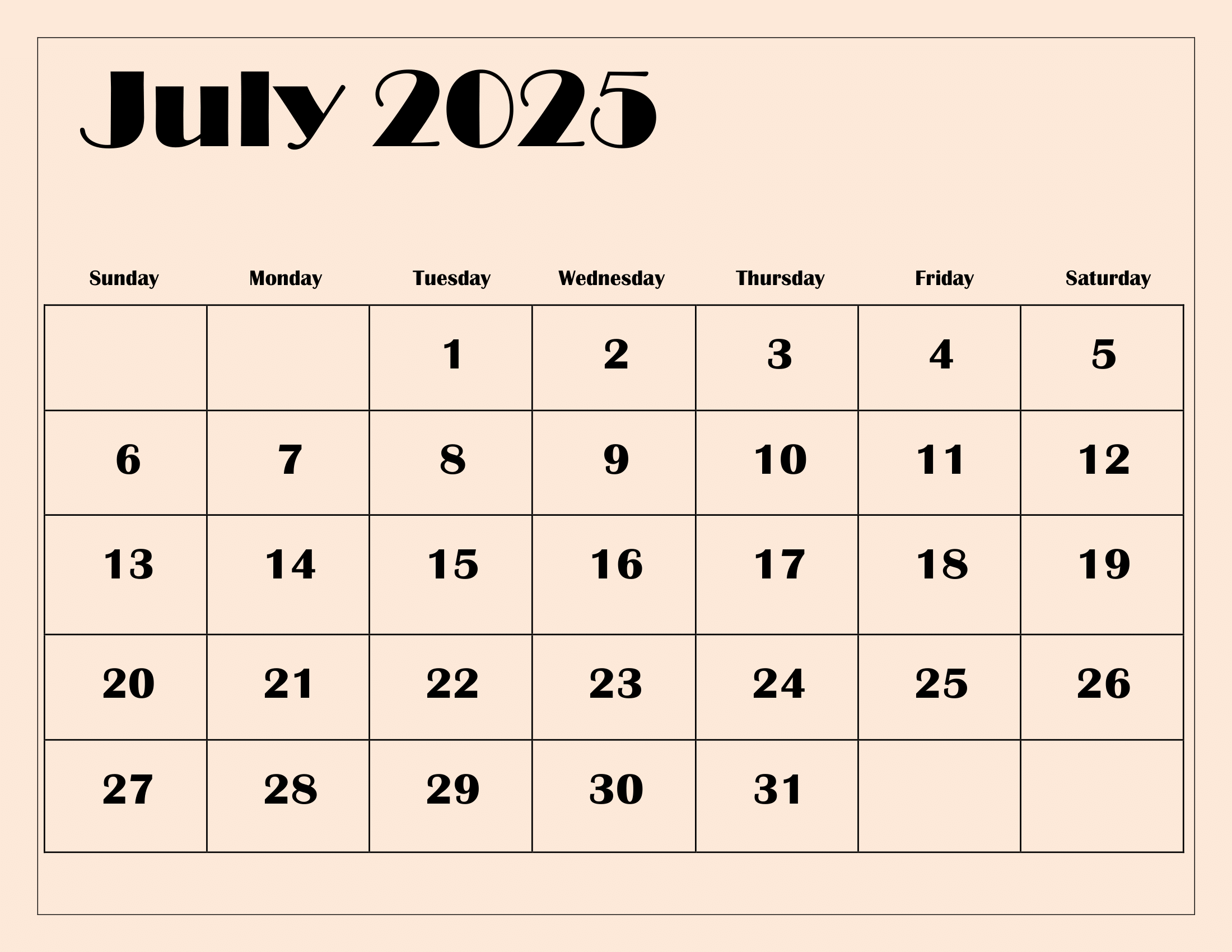 July 2025 Yellow Leaf Calendar Printable