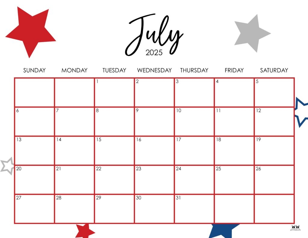 July 2025 Blank Printable Calendar