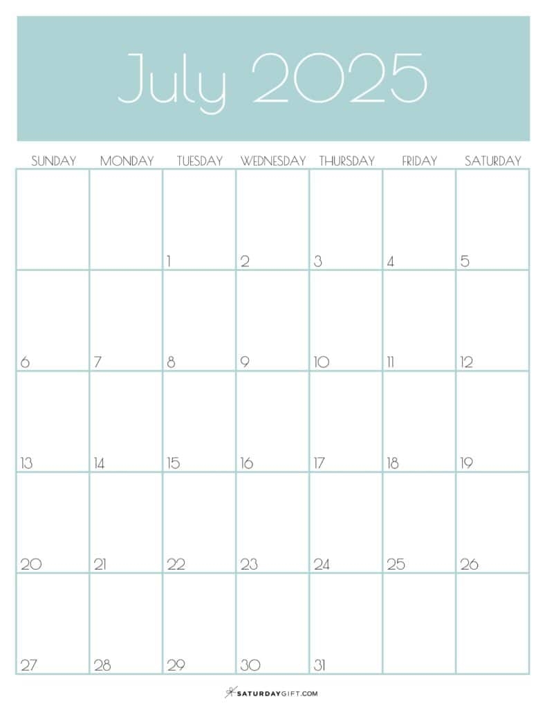 July 2025 Calendar Green Landscape