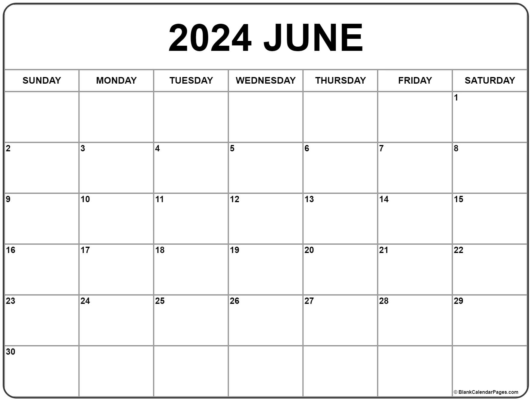 June 2024 Calendar Free Printable Calendars