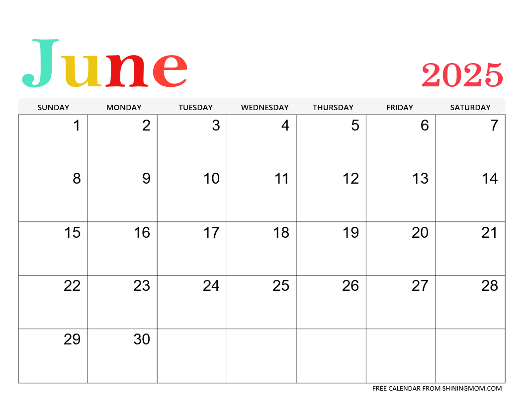 june 2025 calendar printable