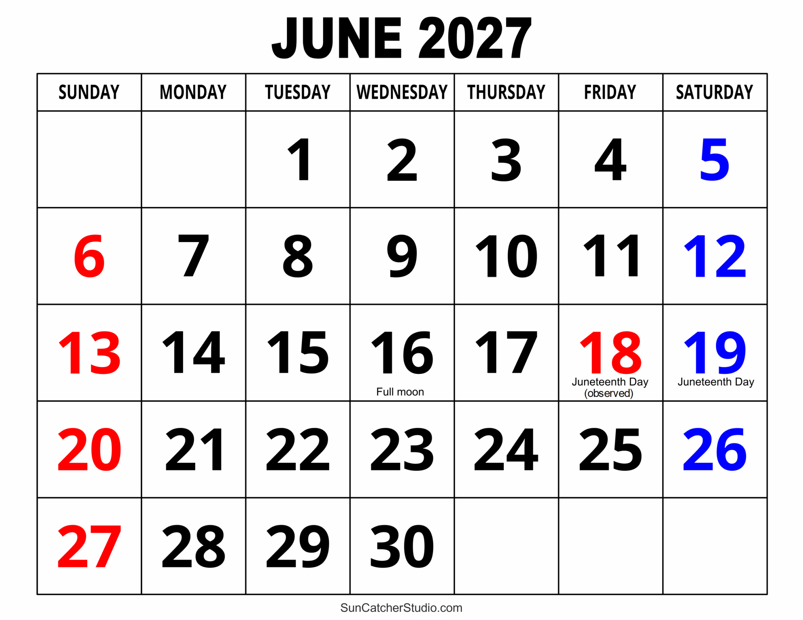 June 2027 Calendar Free Printable Free Printables Monograms Design Tools Patterns DIY Projects