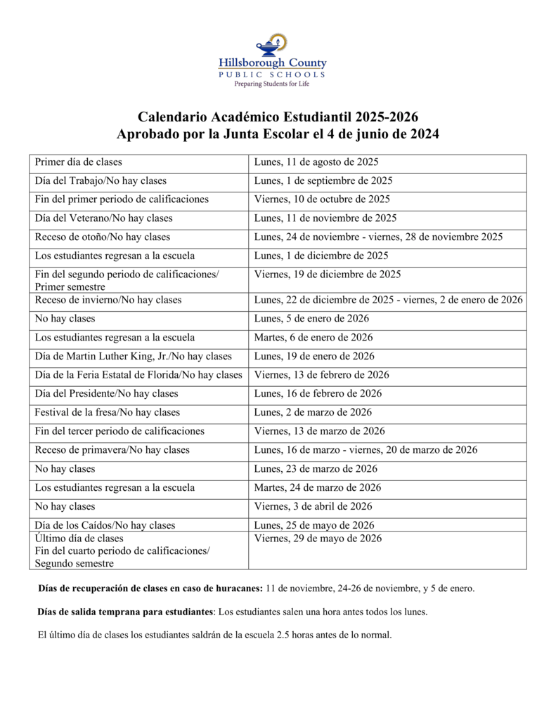 hillsborough county schools calendar