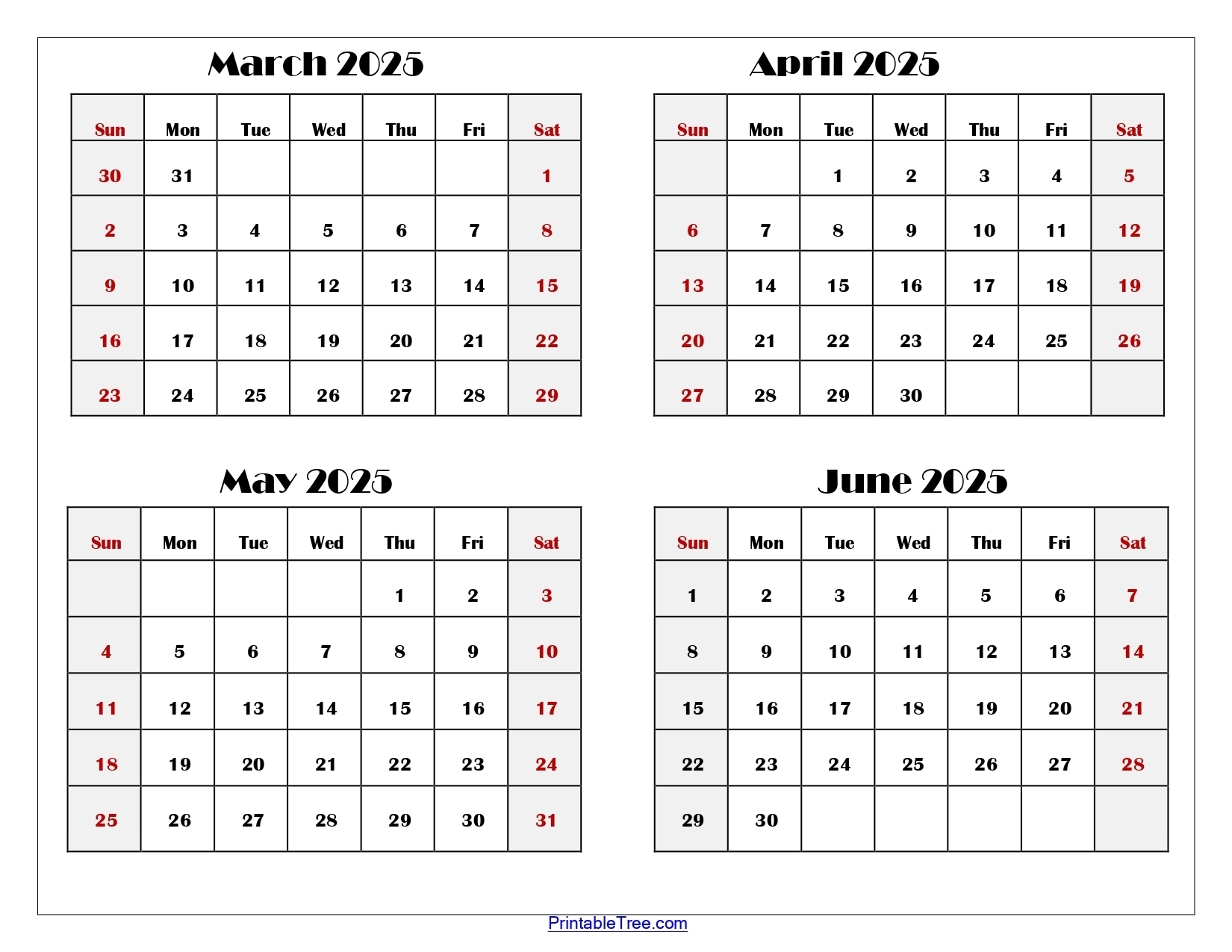 march to may 2025 calendar printable