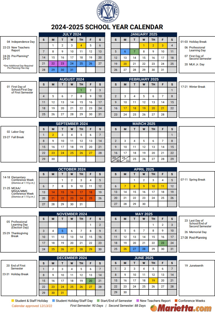 schools calendar 2025