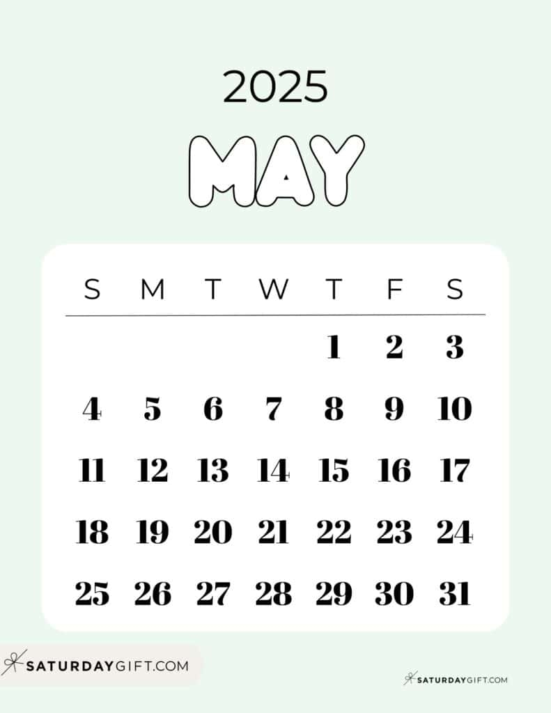 May 2025 Calendar Green Landscape