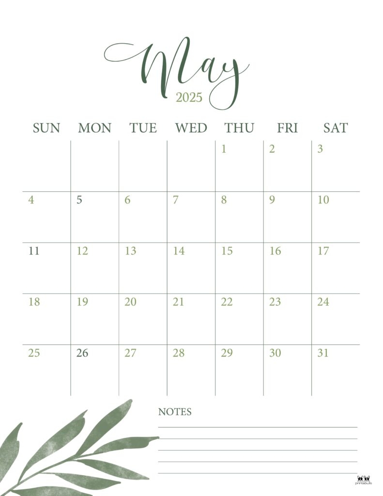 May 2025 Calendars 107 FREE Printables Printabulls