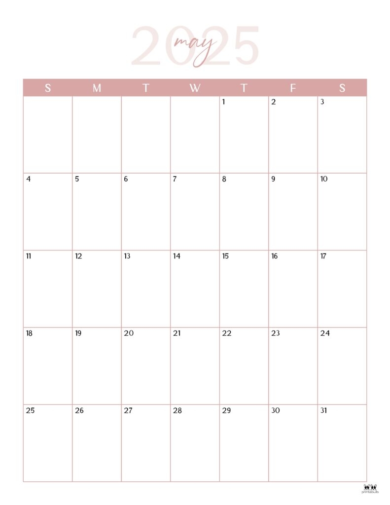 May 2025 Light Pink BG Calendar May 2025 Light Pink BG Calendar