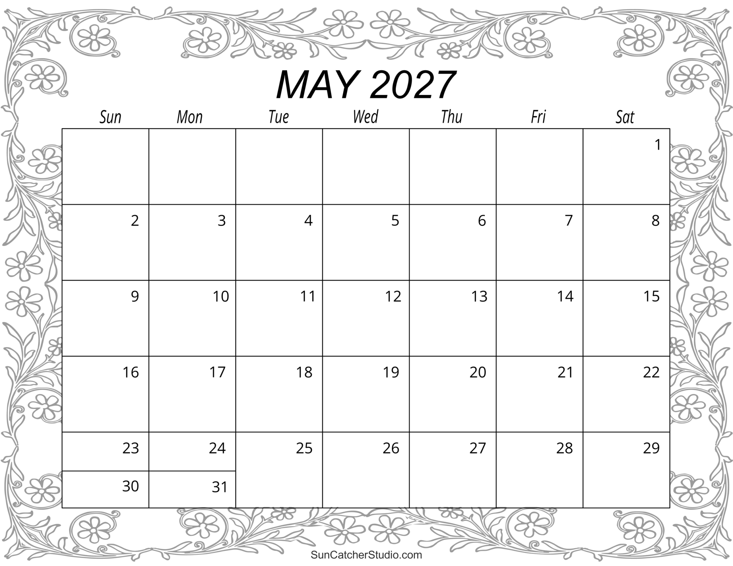May 2027 Calendar Free Printable Free Printables Monograms Design Tools Patterns DIY Projects
