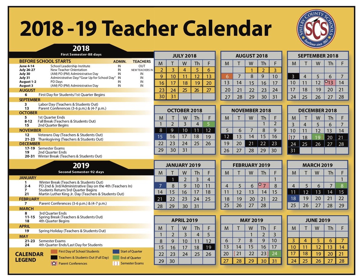 Memphis Shelby Co Schools On X The Teachers Have A Calendar Too Visit Https t co QXF00EjUJB To Access All Of The Calendars For The 2018 19 School Year Https t co sDwjDJW5Jv X