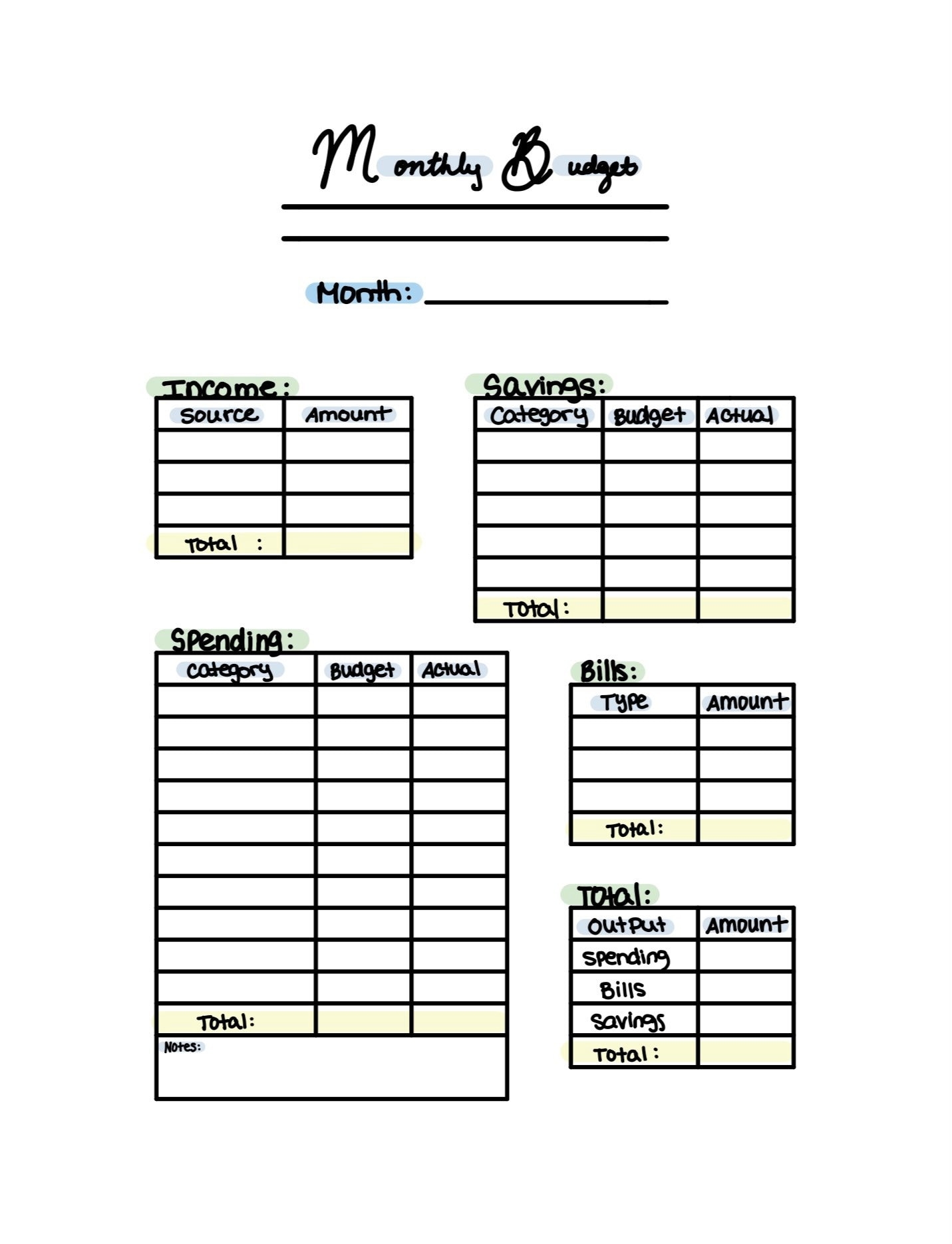 Monthly Budget Template Etsy