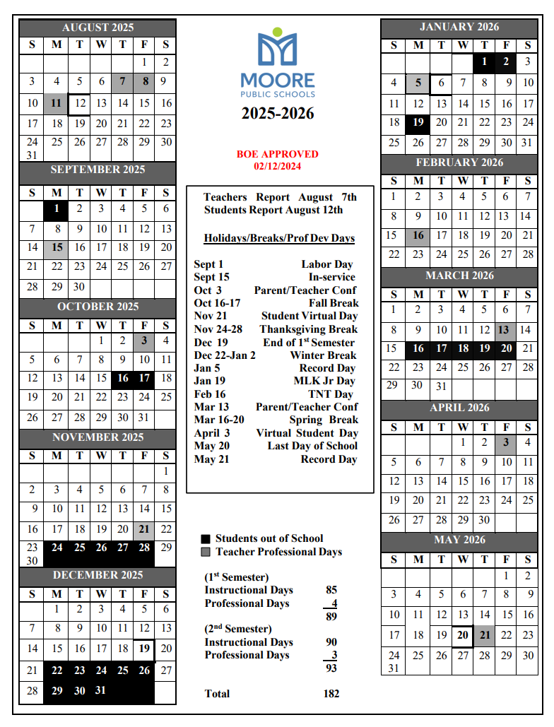 Moore Public Schools District Calendar MetroFamily Magazine