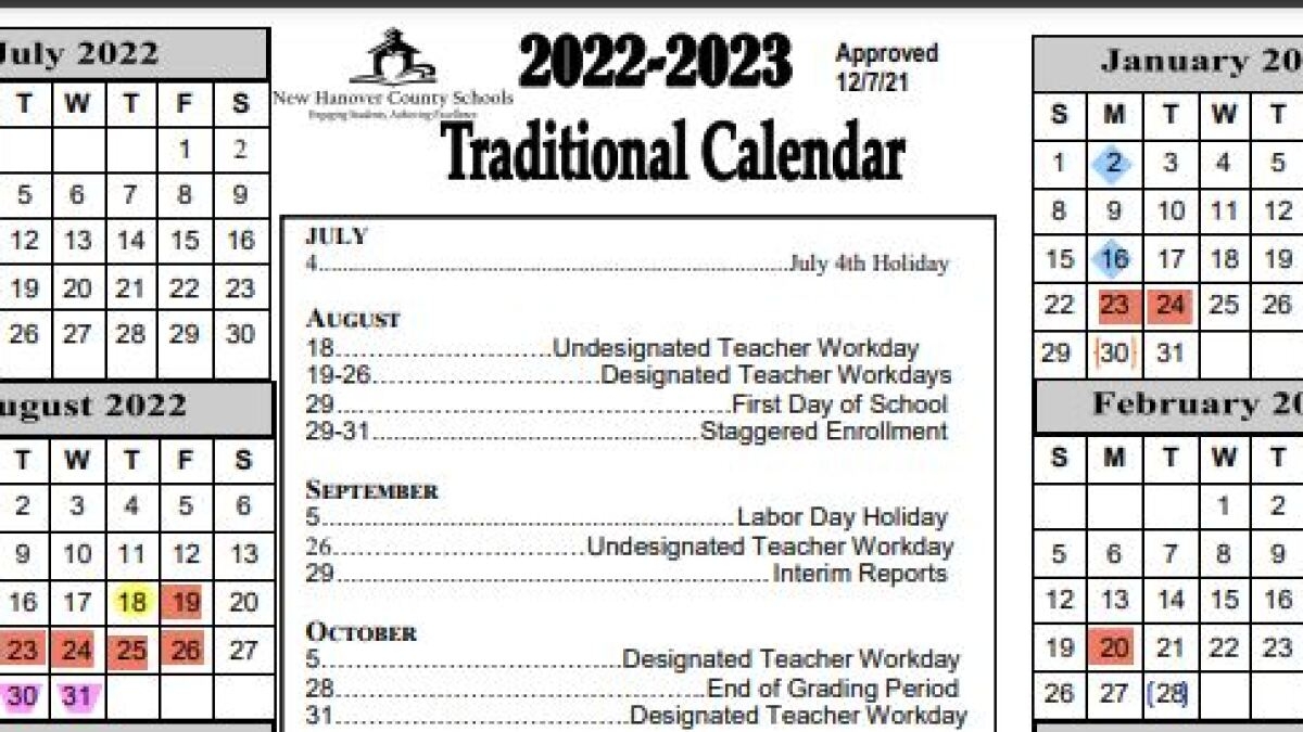 New Hanover County Schools Proposes New Yearly Calendar WHQR