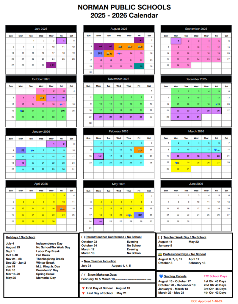 Norman Public Schools District Calendar MetroFamily Magazine
