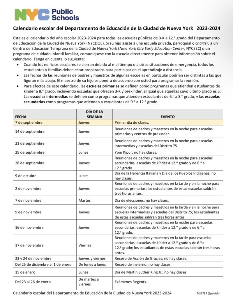 NYC Public Schools 2023 2024 Calendar Chancellor s Parent Advisory Council