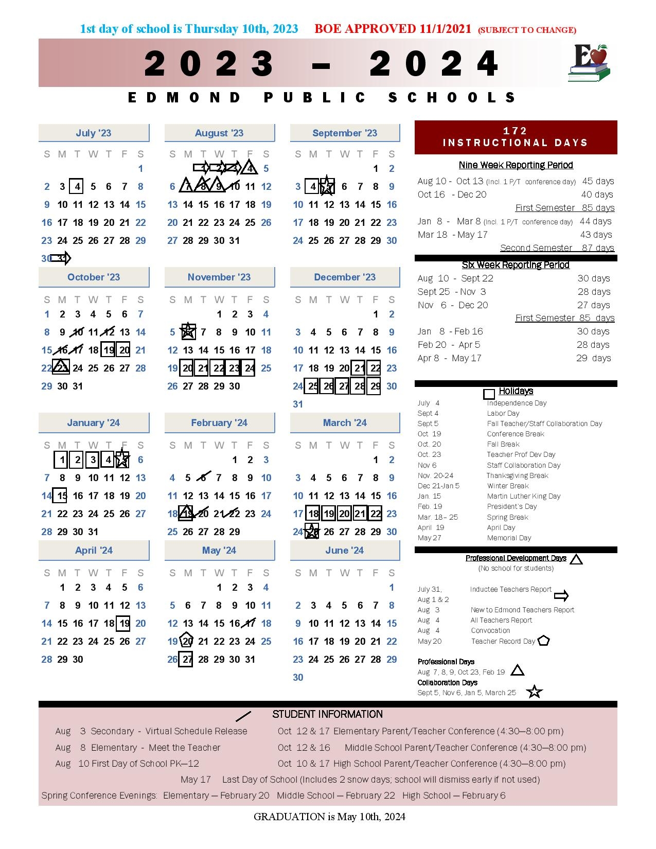 Oak Creek Calendar