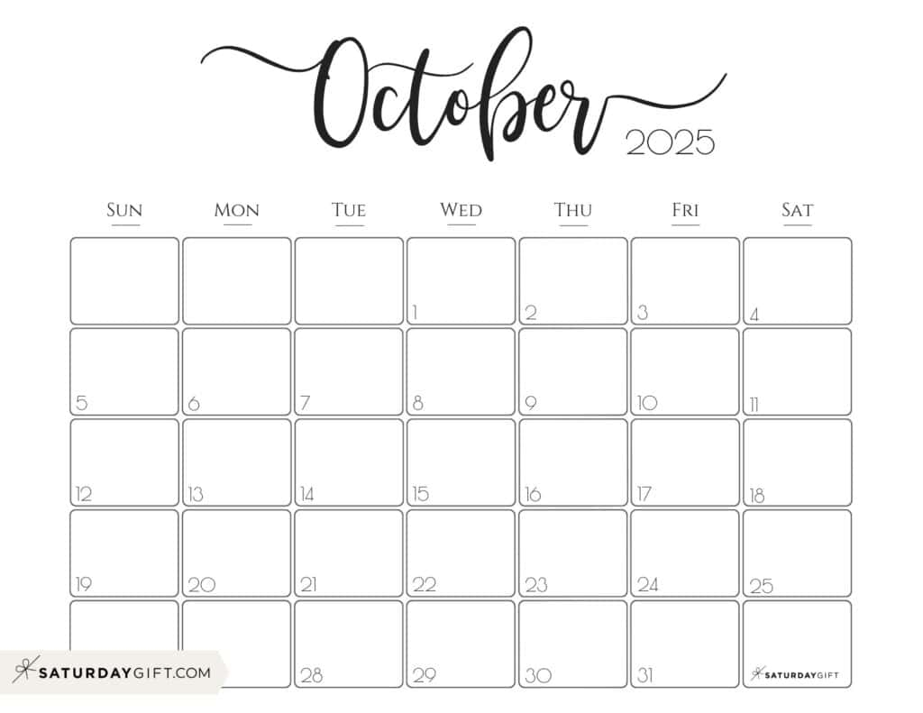 October 2025 Calendars 23 Cute Free Printable PDFs SaturdayGift