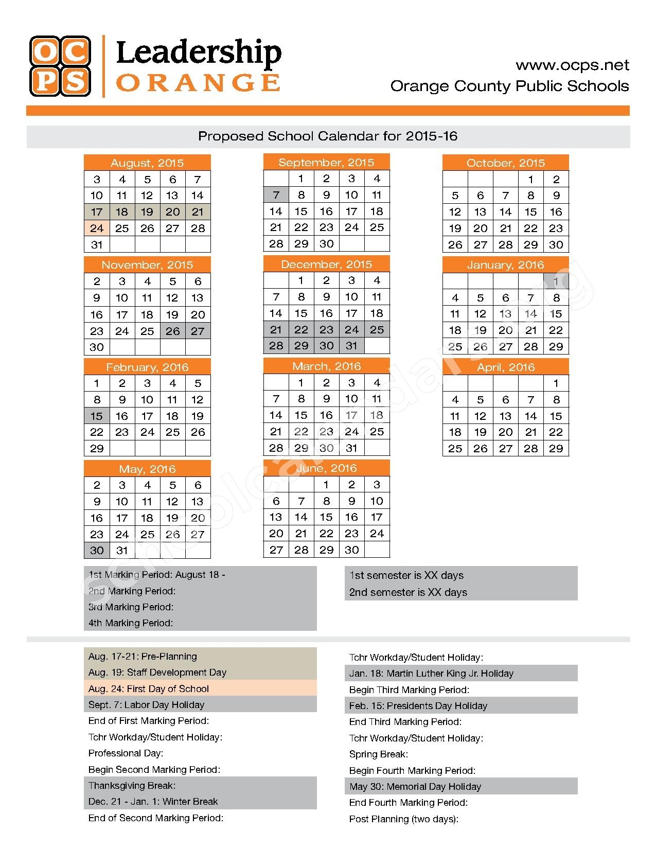 Orange County Florida Calendar Calendar