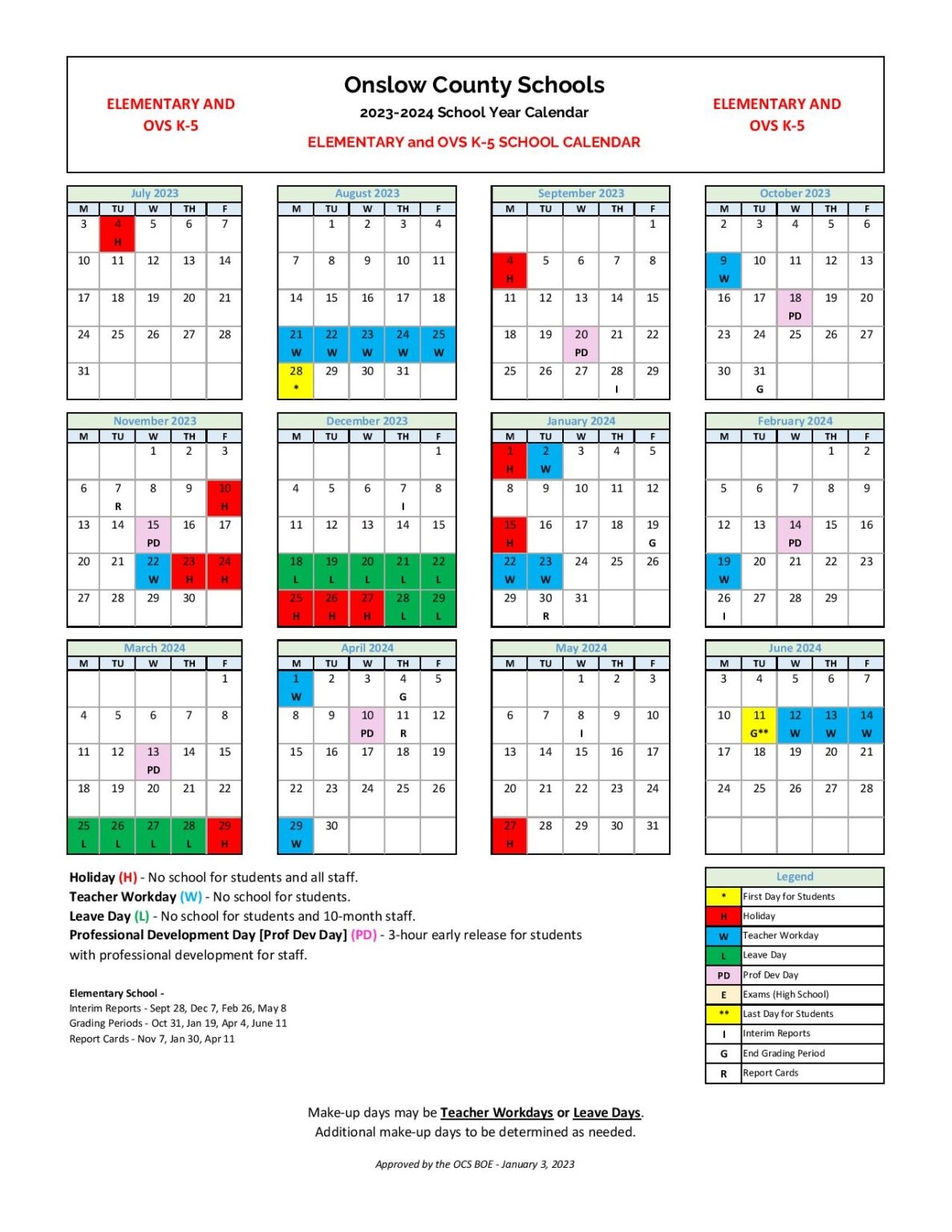 Osceola District Calendar