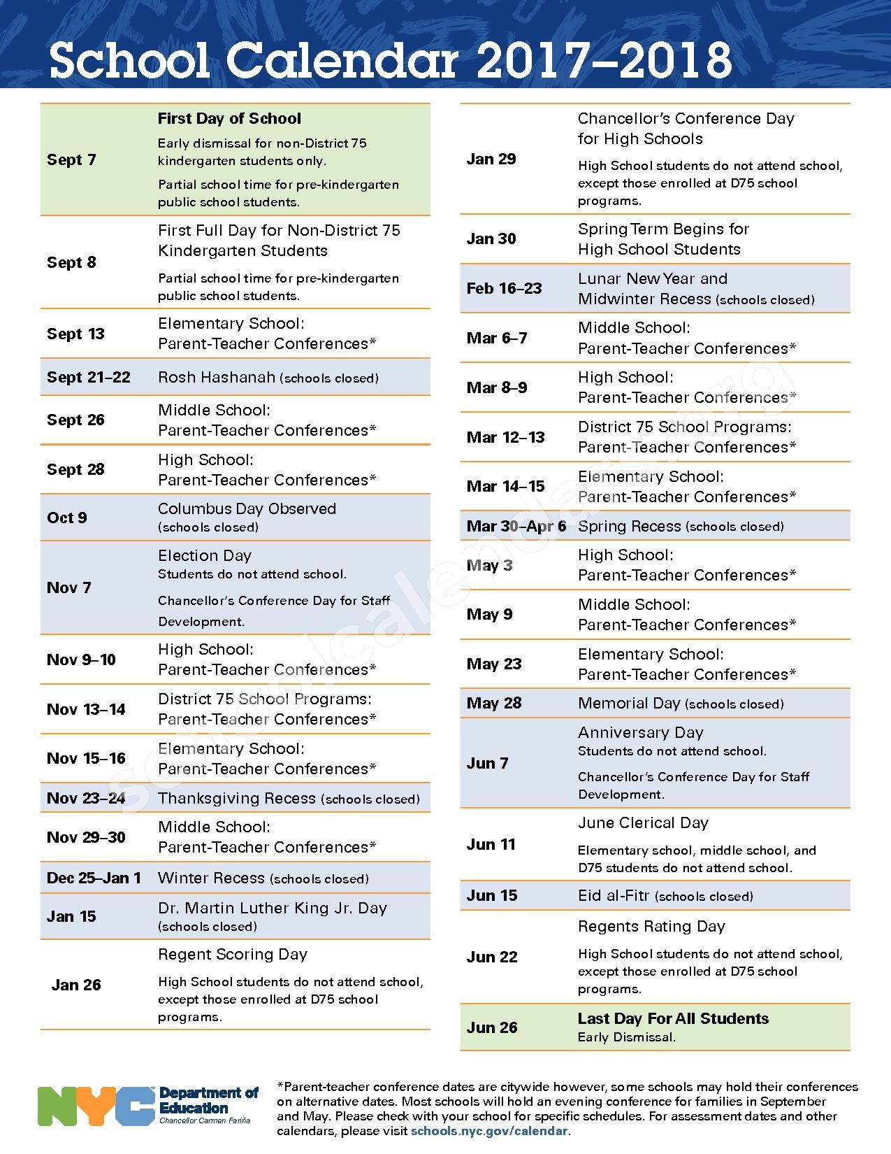 elizabeth public schools calendar
