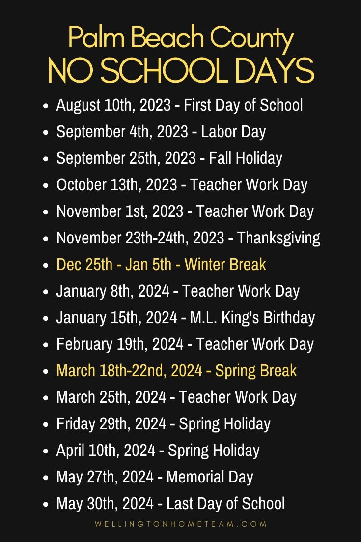 calendar for palm beach county schools