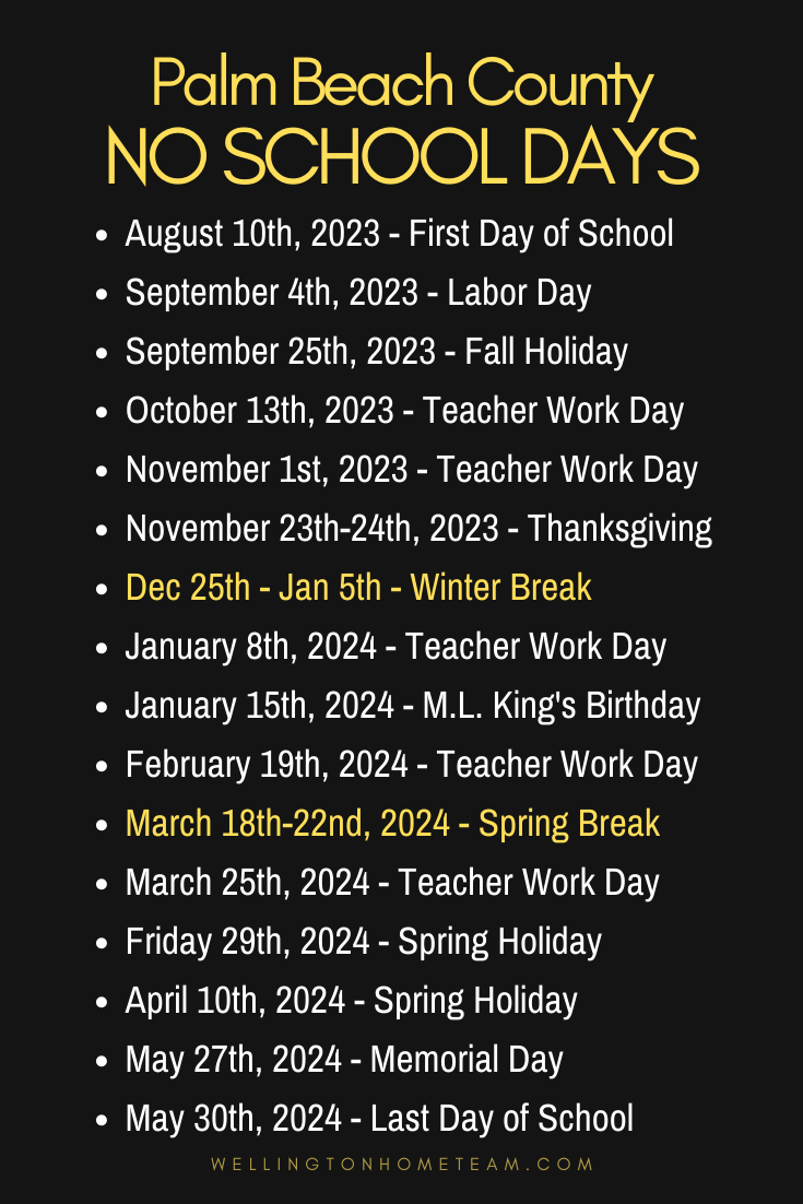 palm beach county schools calendar