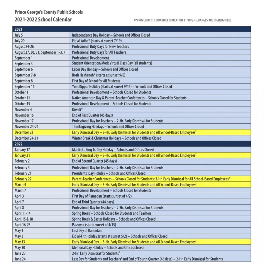 PGCPS Responds To Workload Updates Calendar For 2021 2022 School Year The Raider Review