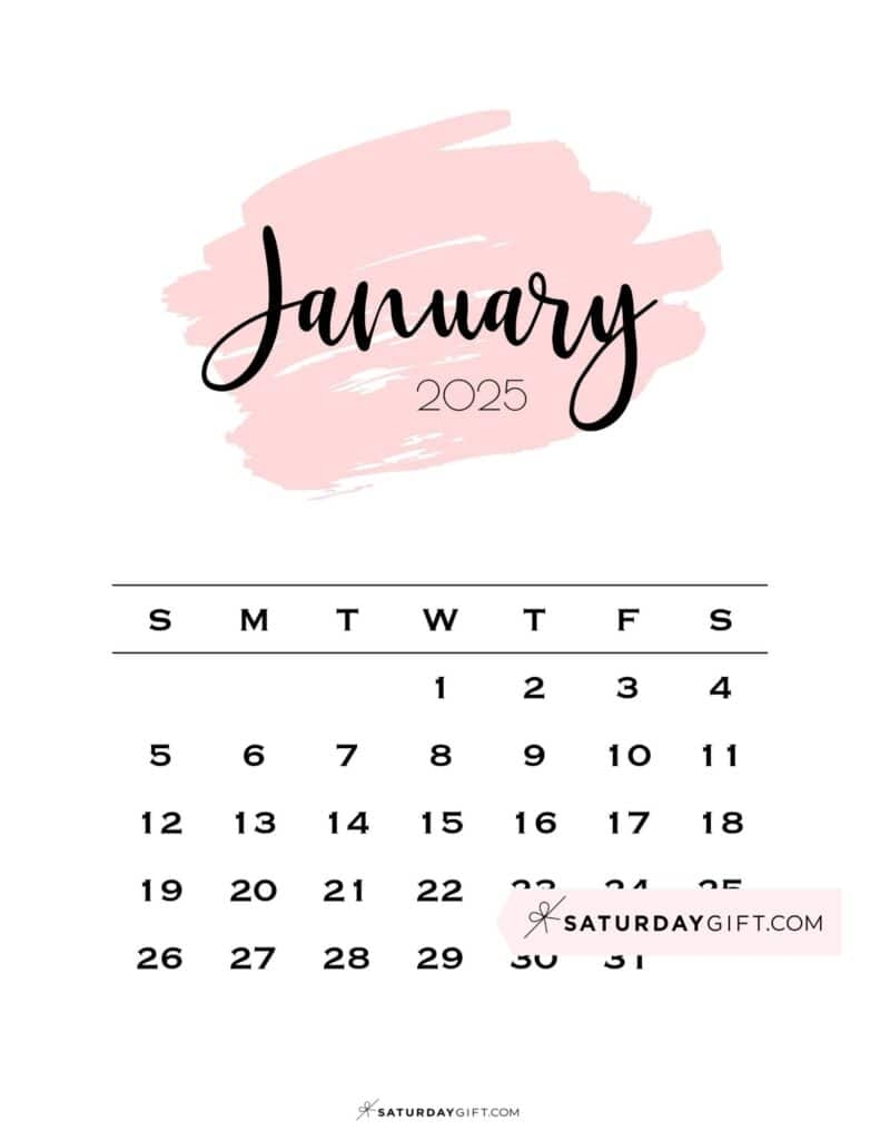 Pink Calendar 2025 Cute Free Printables SaturdayGift Pink Calendar 2025 Cute Free Printables SaturdayGift