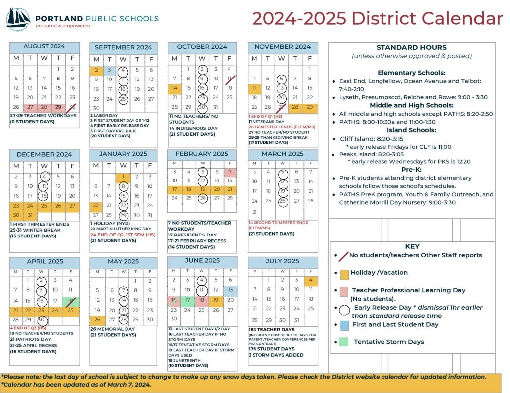 Portland Public Schools Calendar 2025 2026 Yearly Calendar 