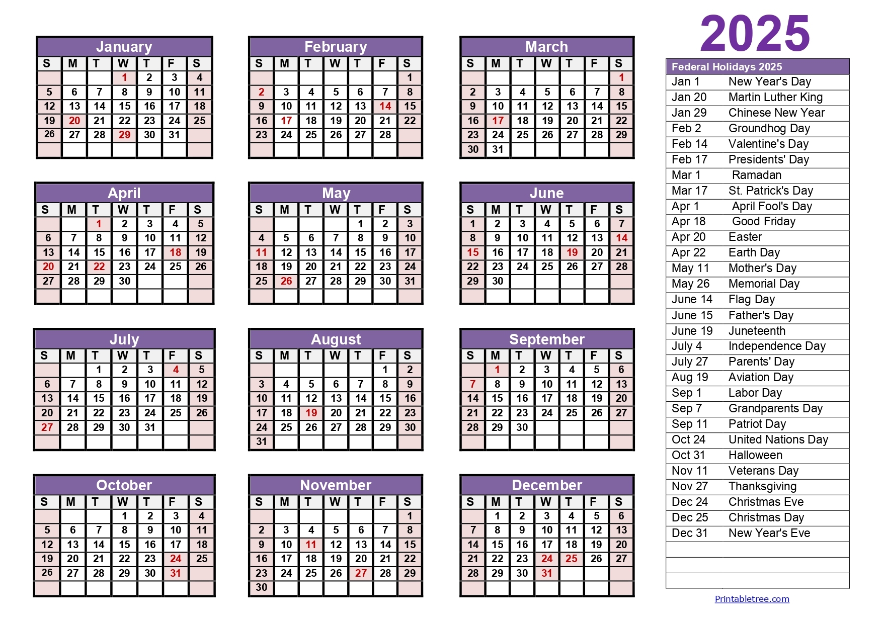 2025 Calendar Printable Classic Portrait
