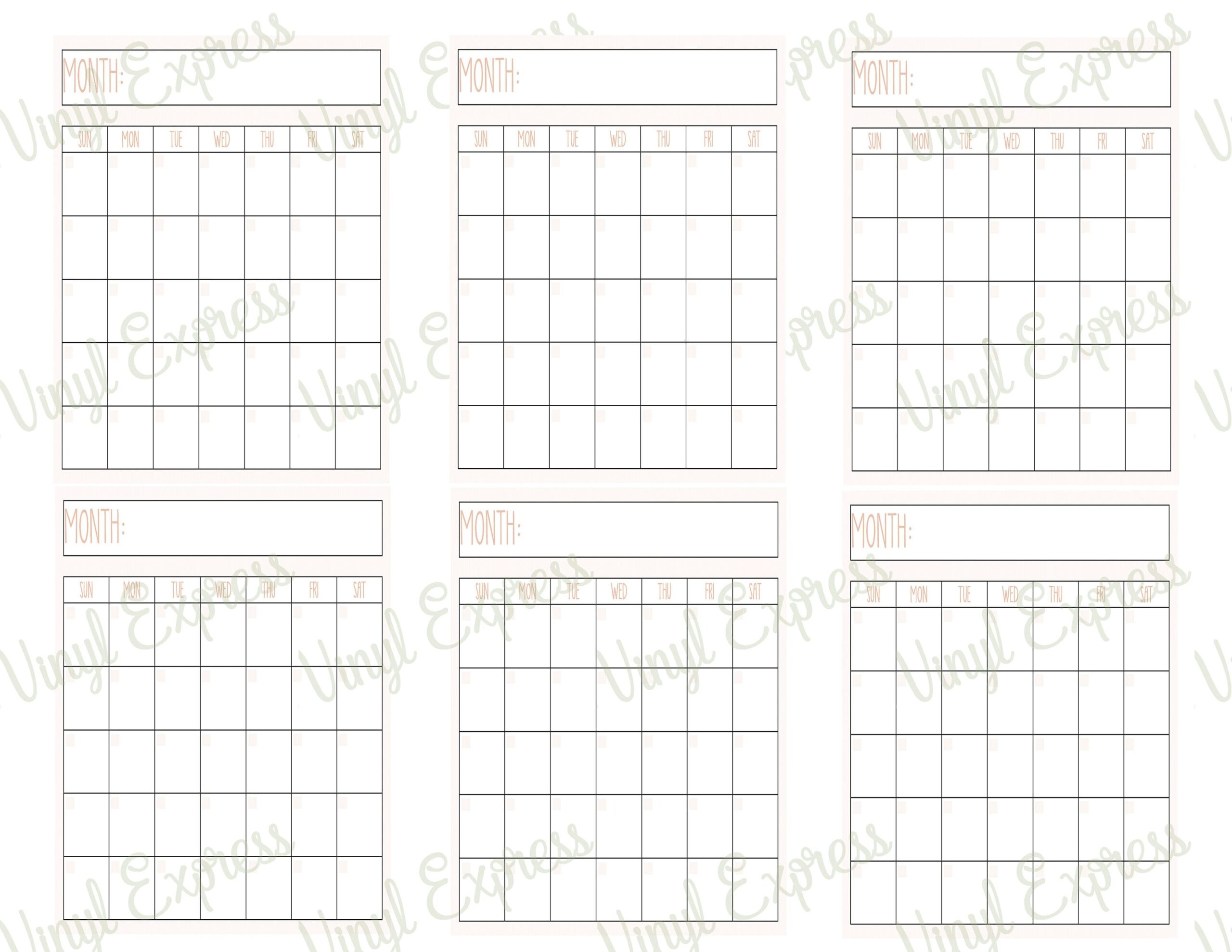 Printable Digital Download Perpetual Blank Calendar 6 Up Per Page Letter Size Sheet Rae Dunn Inspired Instant Download PNG And PDF Etsy