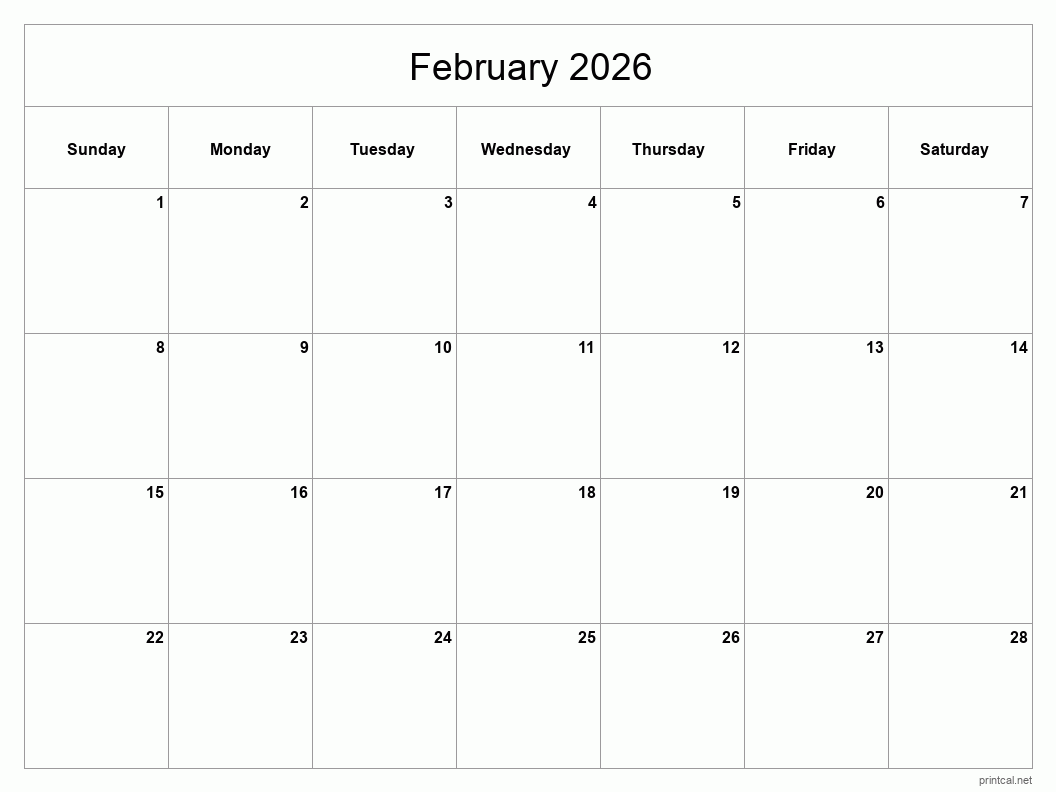 september to february 2026 calendar printable