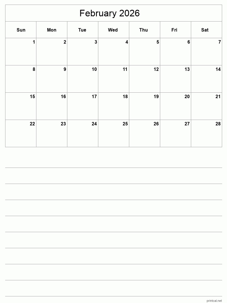 Printable February 2026 Calendar Free Printable Calendars