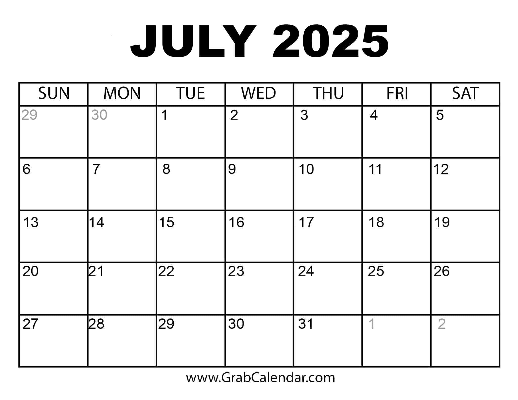 july to december 2025 calendar printable