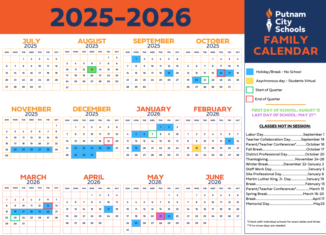 Putnam City Schools District Calendar MetroFamily Magazine
