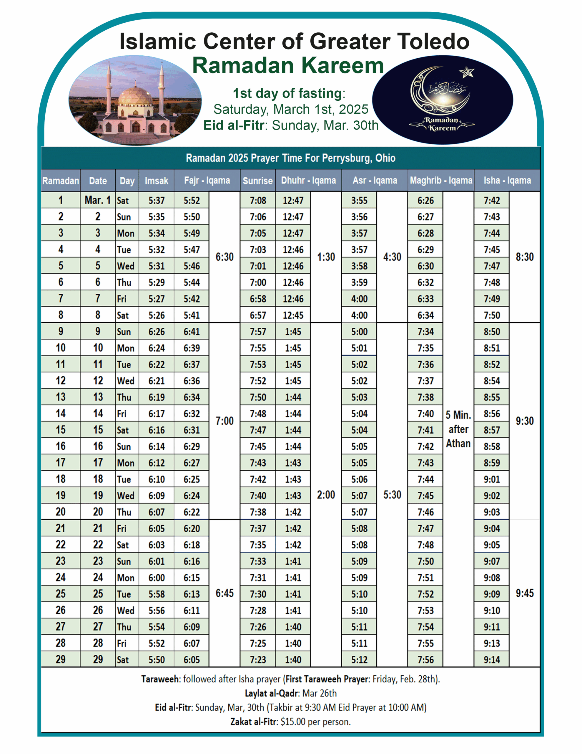 Ramadan 2025 The Islamic Center Of Greater Toledo