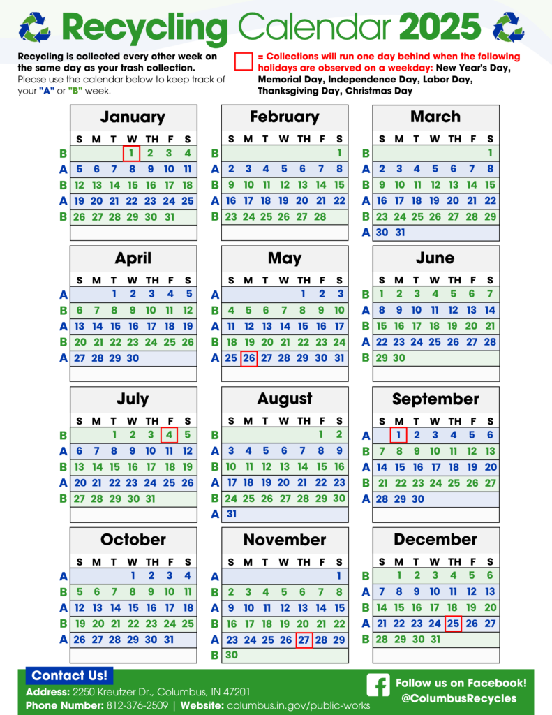 Recycling Calendar Department Of Public Works